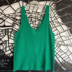 Kelly Green deep V sweater tank. Size Large